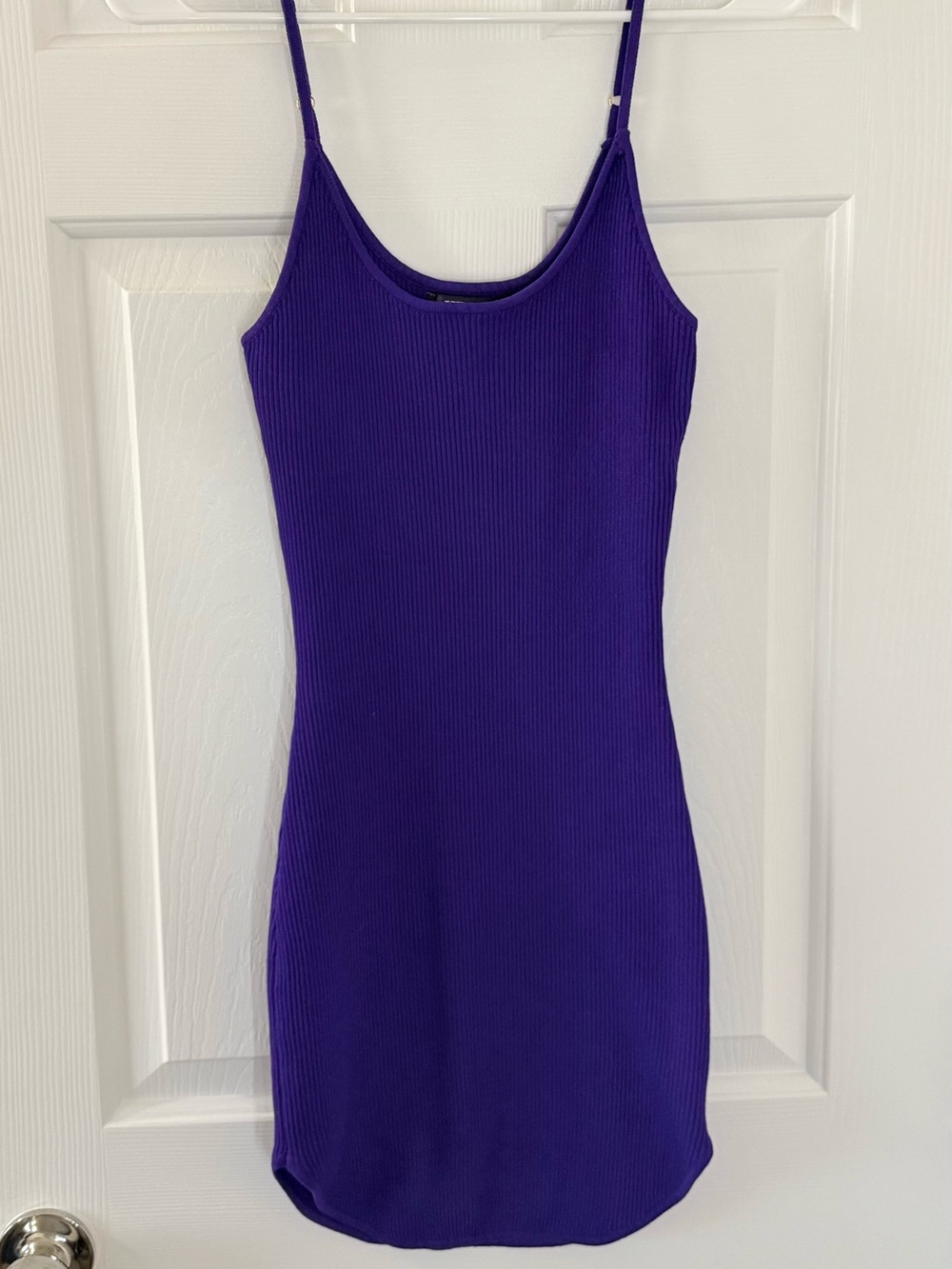Party Ribbed Spaghetti-Strap Purple Dress